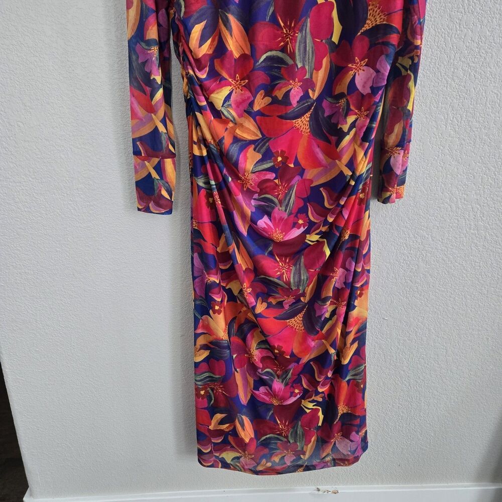 Farm Rio Anthropologie Super Stretchy Lined NWT Bright FloralLong Dress Size XL - Picture 5 of 16